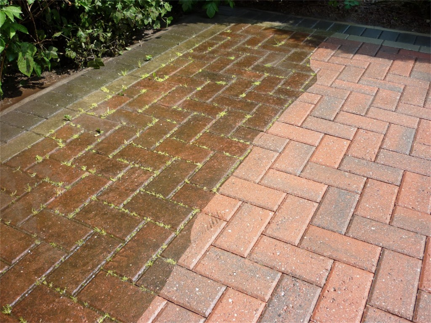 Clean pavers after power washing